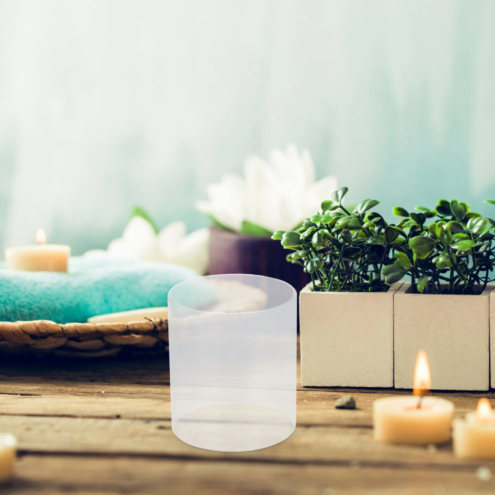 قطعتان من أغطية الزجاج الفاخر بتصميم بسيط وشفاف لسطح المكتب لتغطية المنزل الرومانسي الدافئ الشفاف #4