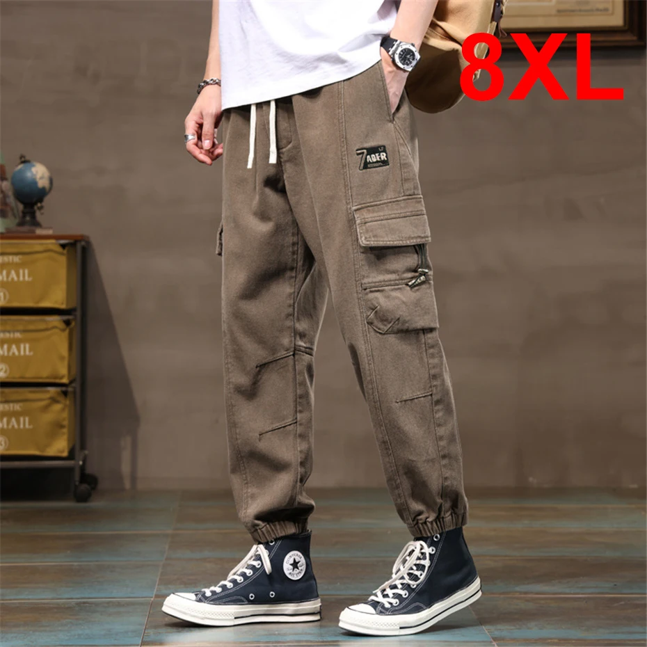 

Plus Size 7XL 8XL Pants Men Big Pocket Cargo Pants Fashion Casual Big Size Trousers 8XL 7XL Clothes Male Bottom Khaki Green