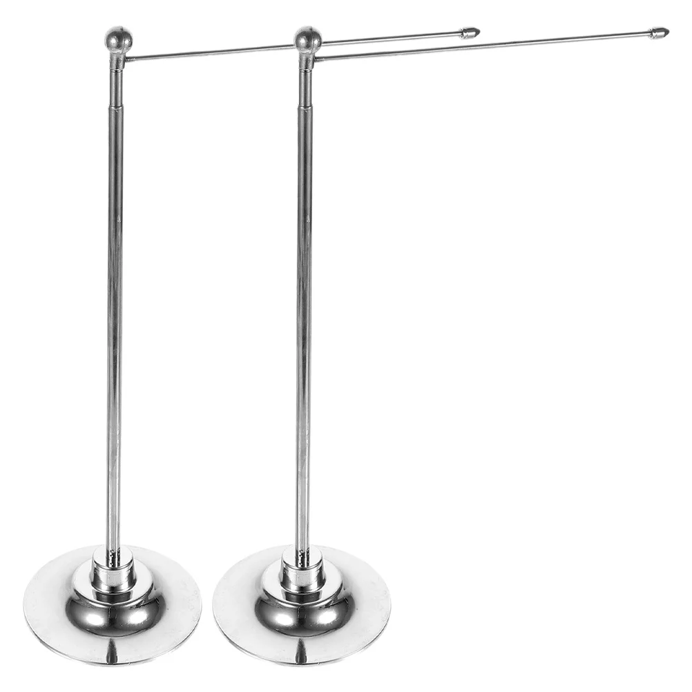 

2Pcs Stainless Steel Mini Flag Stand Desk Holder Base Small Flags Indoor Office Table Flag Display Trade Show Supplies