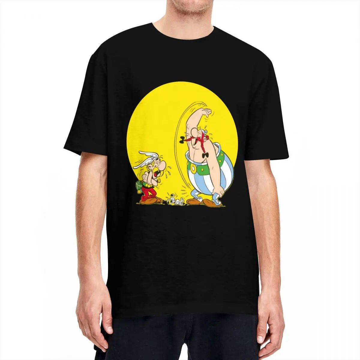 Asterix And Obelix Laughing T Shirt Men Women\'s 100% Cotton Awesome T-Shirts Round Collar Tee Shirt Short Sleeve Tops Gift Idea