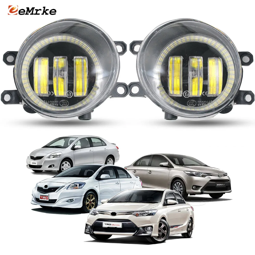 

Светодиодные противотуманные фары с PTF-объективом Angel Eyes, автомобильные DRL для Toyota Vios Belta Yaris Sedan XP90/130 2006 2007 2008 2009 2010 2011 2012 2013