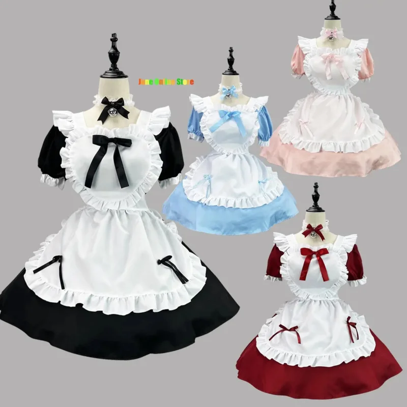 Disfraz de sirvienta Lolita con corazón bonito de Anime, vestido de Alicia en 4 colores, disfraces de fiesta de camarera para niñas y mujeres, vestido de sirvienta de Alicia
