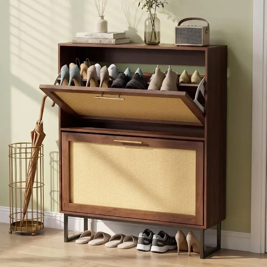 Rattan Shoe Storage Cabinet 31.5