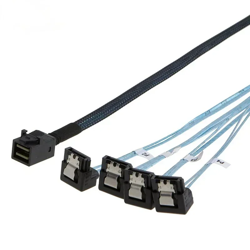 50cm 100cm Internal Mini SAS SFF-8643 Host To 4 SATA 7pin Target Hard Disk 6Gbps Data Server Raid Cable Mini Sas Sata