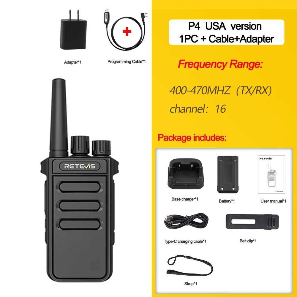 Retevis P4 P64 walkie talkie UHF DMR portofoon Noodcommunicatie Type-C radio voor camping Hamradio Digitaal draagbaar