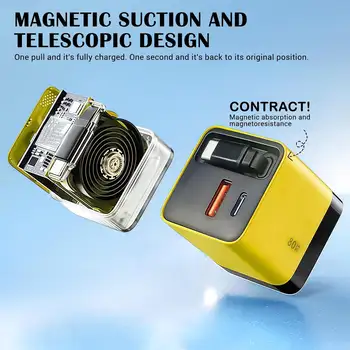 三合一 80W MAX GaN 充電器便攜式適配器,Type-C 接口和 2 個 USB 接口,Type-C 可伸縮線纜,適用於 iPhone 17、三星和小米等手機的快速充電器 6 最佳銷售 可伸縮手機充電器 - №3