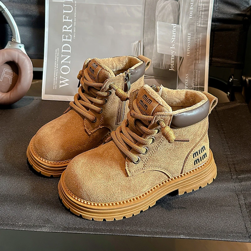 

2025 Autumn Winter kids Boots Girls Boys warm snow Boots Child short Boot Non-slip Outdoor cotton Shoes 26-36