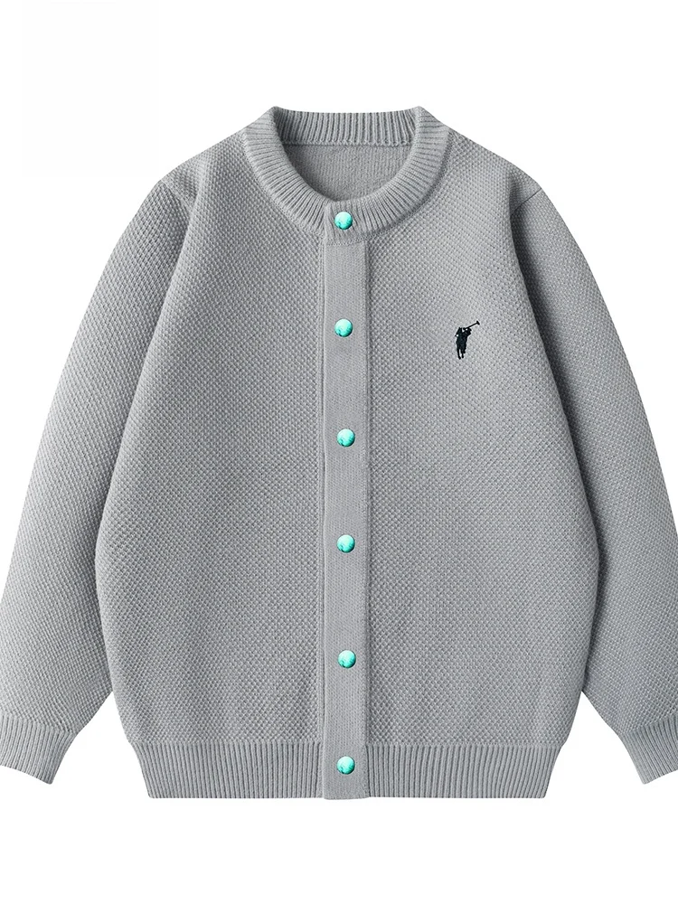 

Rn Knitted Cardigan Button Embroidery Loose round Ne Men's Sweater Jaet Faionable Casual Sle Autumn New Arrival