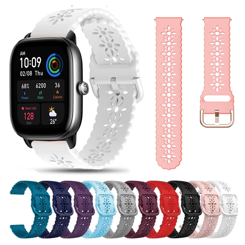 20mm 22mm Lace Silicone Band Women Girls Wedding Cute Romantic Lovely Bracelet Strap for Samsung Huawei Amazfit Smartwatch