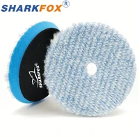 Sharkfox-almohadilla de pulido de microfibra azul, 5/6 pulgadas, para carrocería de coches, ruedas de pulido de microfibra para pulidor de coche DA/RO