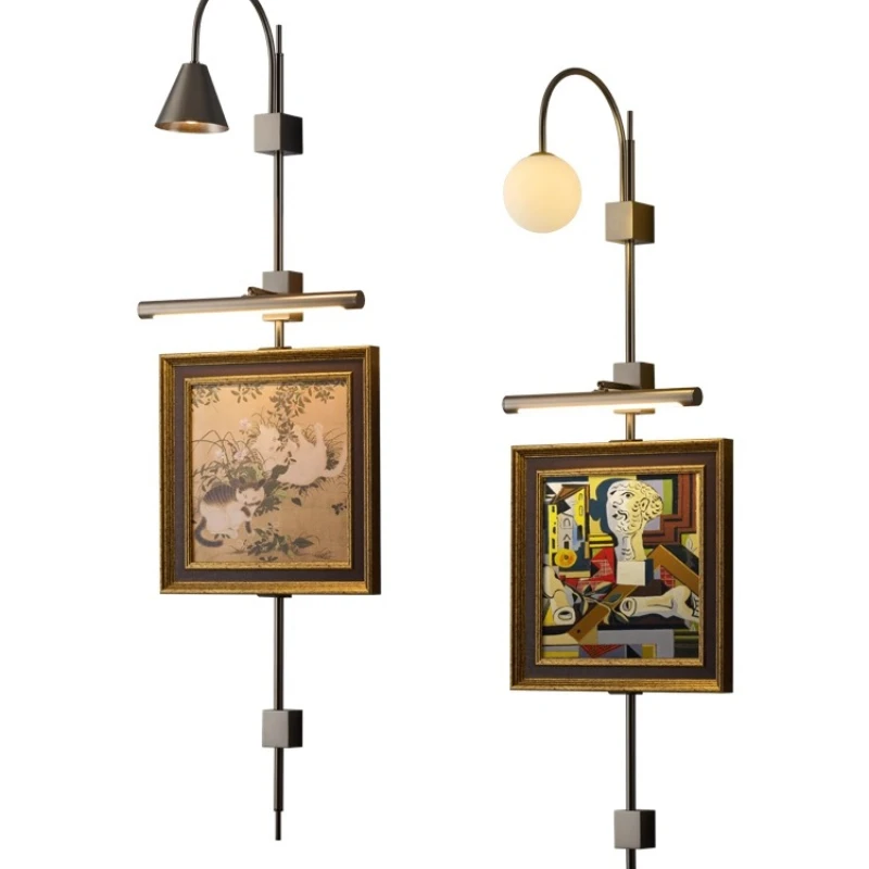 

French lighting decoration painting antique living room hanging painting lamp dining room retro mural lamp