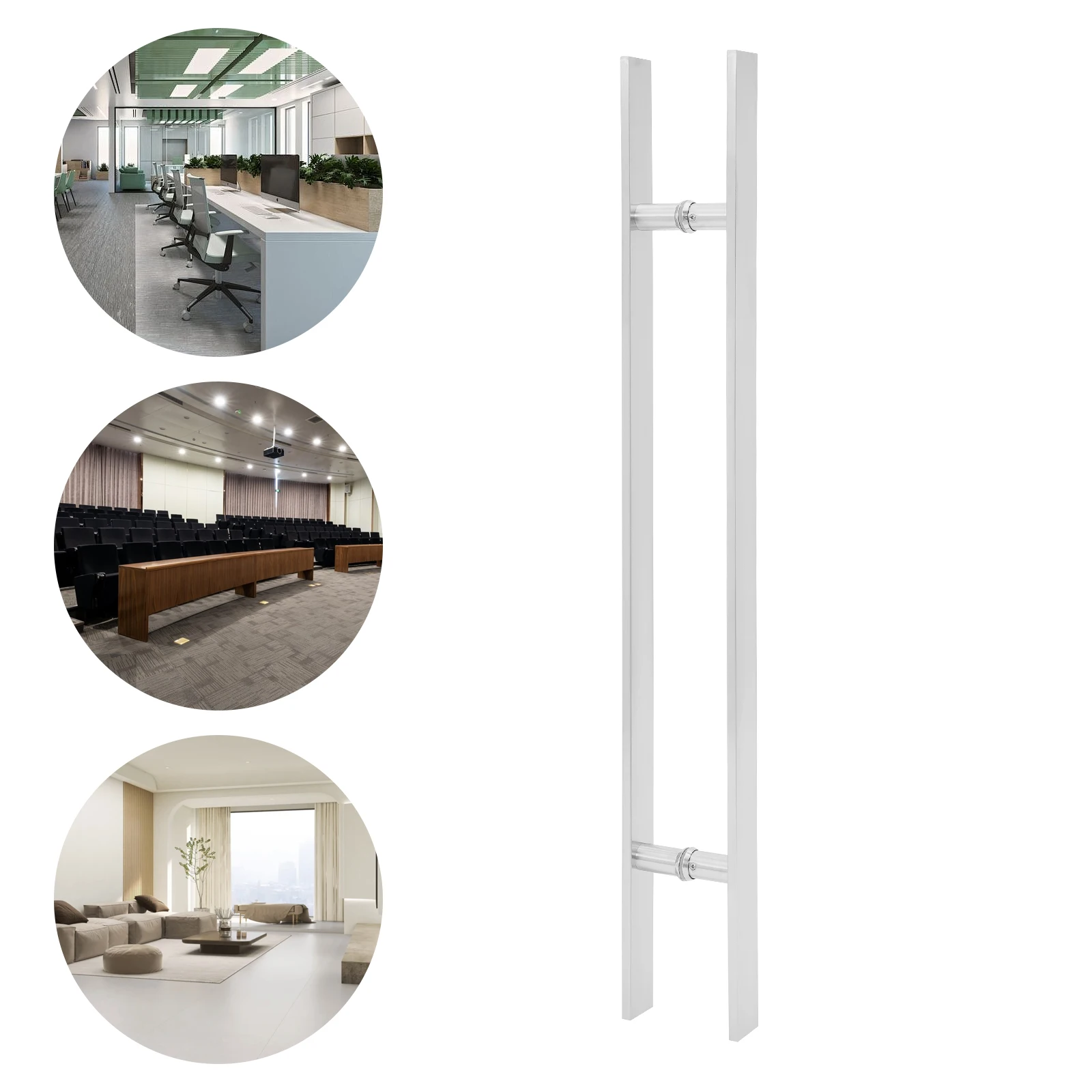 

Серебристая/черная ручка для двери H-образной формы, 35,24*1,6*0,4 дюйма, двухсторонняя дверная ручка из нержавеющей стали для входной двери