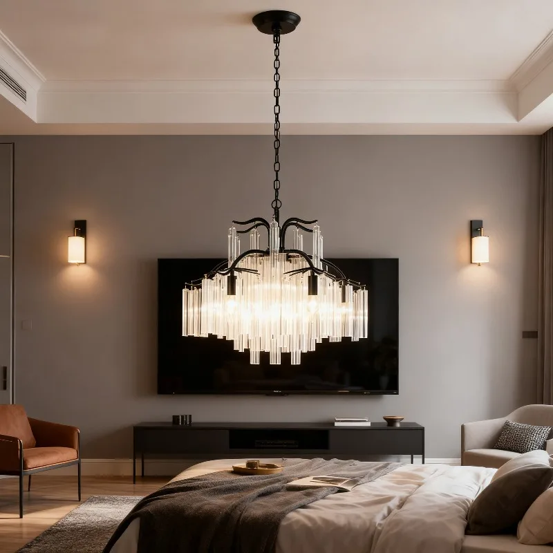 American Luxuious Pendant Lights Luxury Living Dining Room French Palace Plum Blossom Glass Tube High-end Decorative LED Fixture