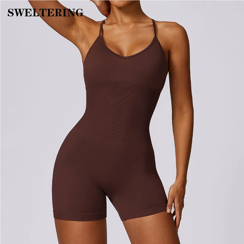 Gym Set Fitness Bodysuit Seamless Sportswear Women Tracksuits Push Up Workout Clothes Jumpsuit Buttery-Soft One-piece Yoga Suit