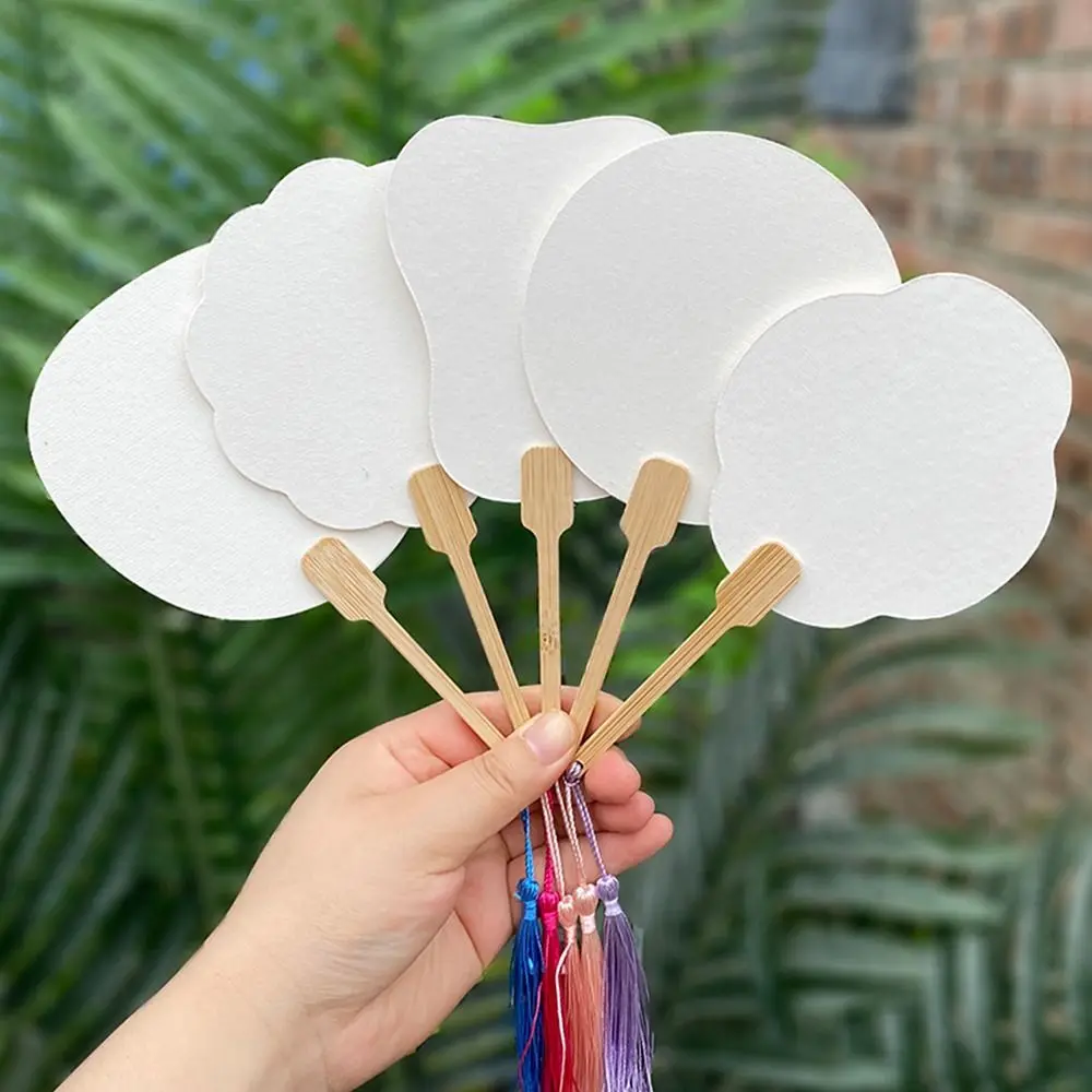 Art Hand Fans Chinese Style Mini Graffiti Fans Round Unfinished Blank Painting Fans Handmade Xuan Paper Paper Hand Fan Summer