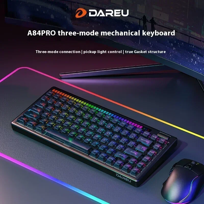 DAREU A84pro Mechanical Keyboard Aluminium Alloy Three Mode RGB Gamer Keyboard Hot Swap Gasket Gaming Accessories Office Mac