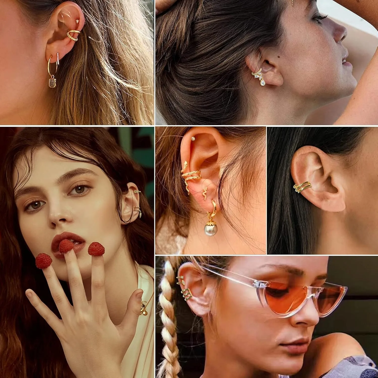 Bobisty 18Pcs Ear Cuff Earrings for Women 14K Gold Plated Non Piercing Adjustable Ear Cuff Earring Helix Wrap Ear Jewelry Gifts
