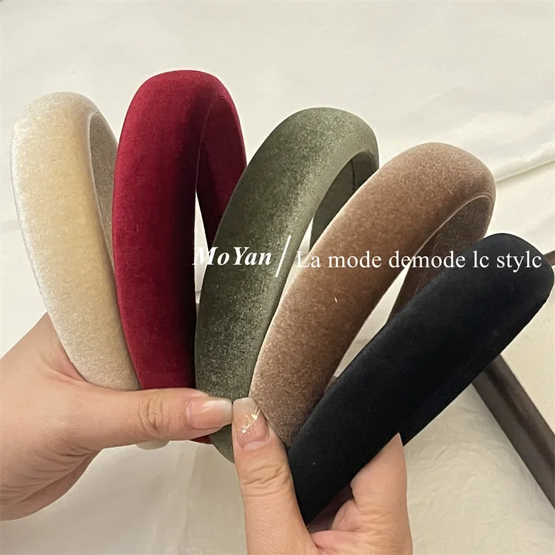 

Винтажные ленты для волос для девочек, обручи для волос Velet, ширина 3 см, повязка для волос с губкой, аксессуары для волос для женщин, элегантный французский стиль