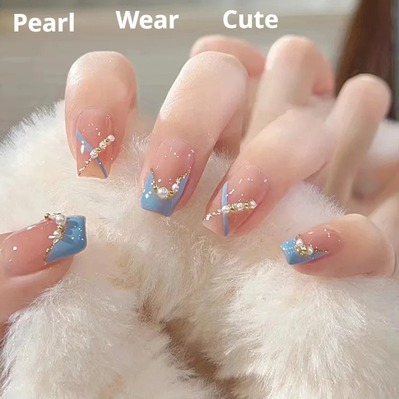 Irregular Nail Art Pieces Pearl Chambray Girl Cute Wearable Nail Ballet Dancer Nail Pieces