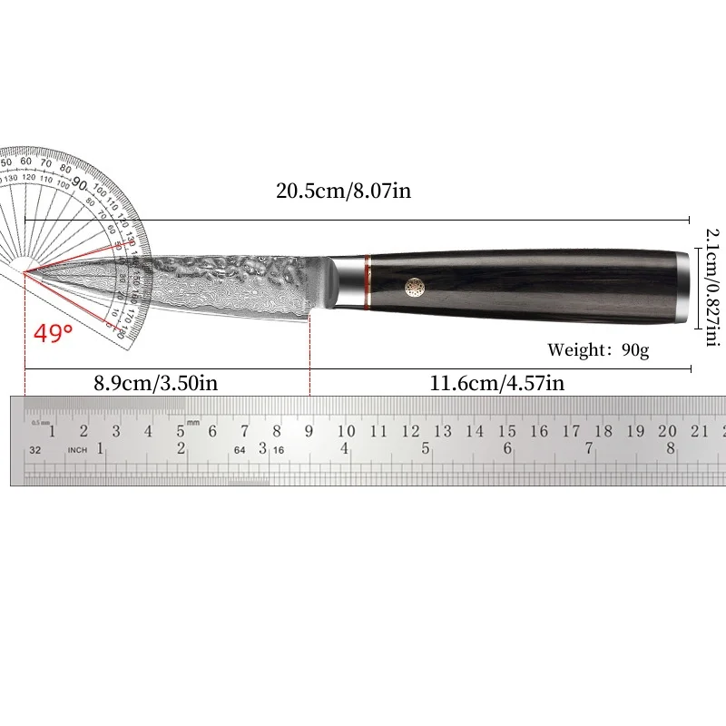 67 طبقة دمشق الصلب 5 بوصة سكين الفاكهة الفولاذ المقاوم للصدأ سكين متعدد الأغراض لتقشير وتقطيع سكين الفاكهة متعددة الأغراض #4