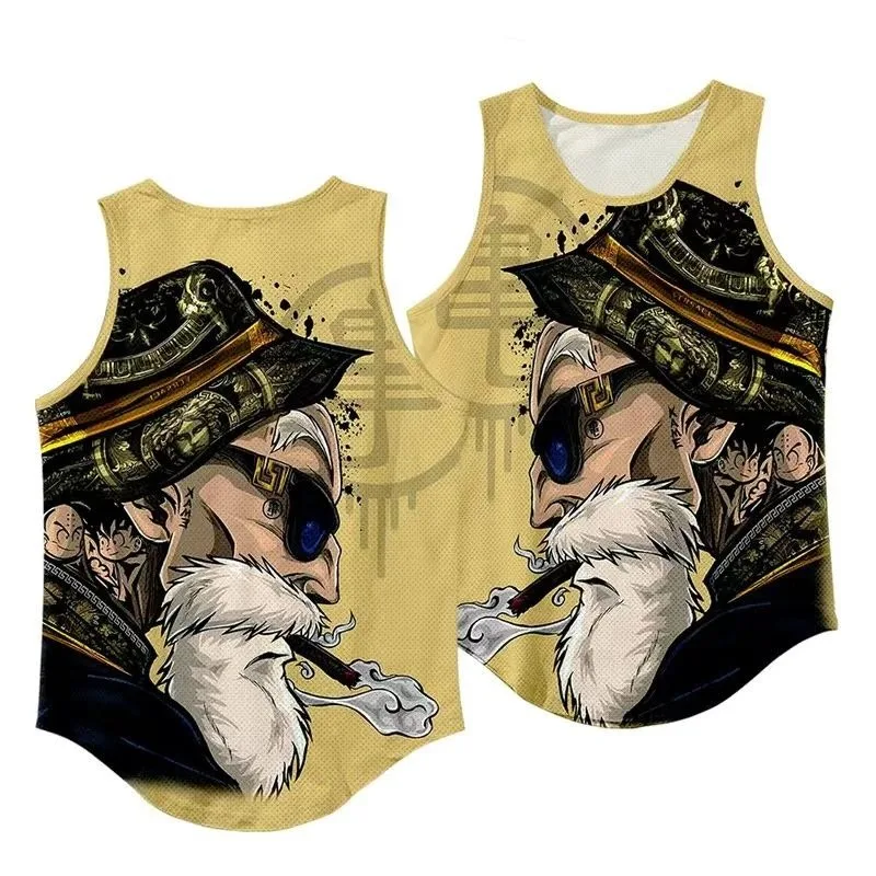 Dragon Ball culturismo camiseta sin mangas muscular de secado rápido camiseta interior sin mangas para hombre Anime Goku impresión 3D gimnasio deportes top de manga corta