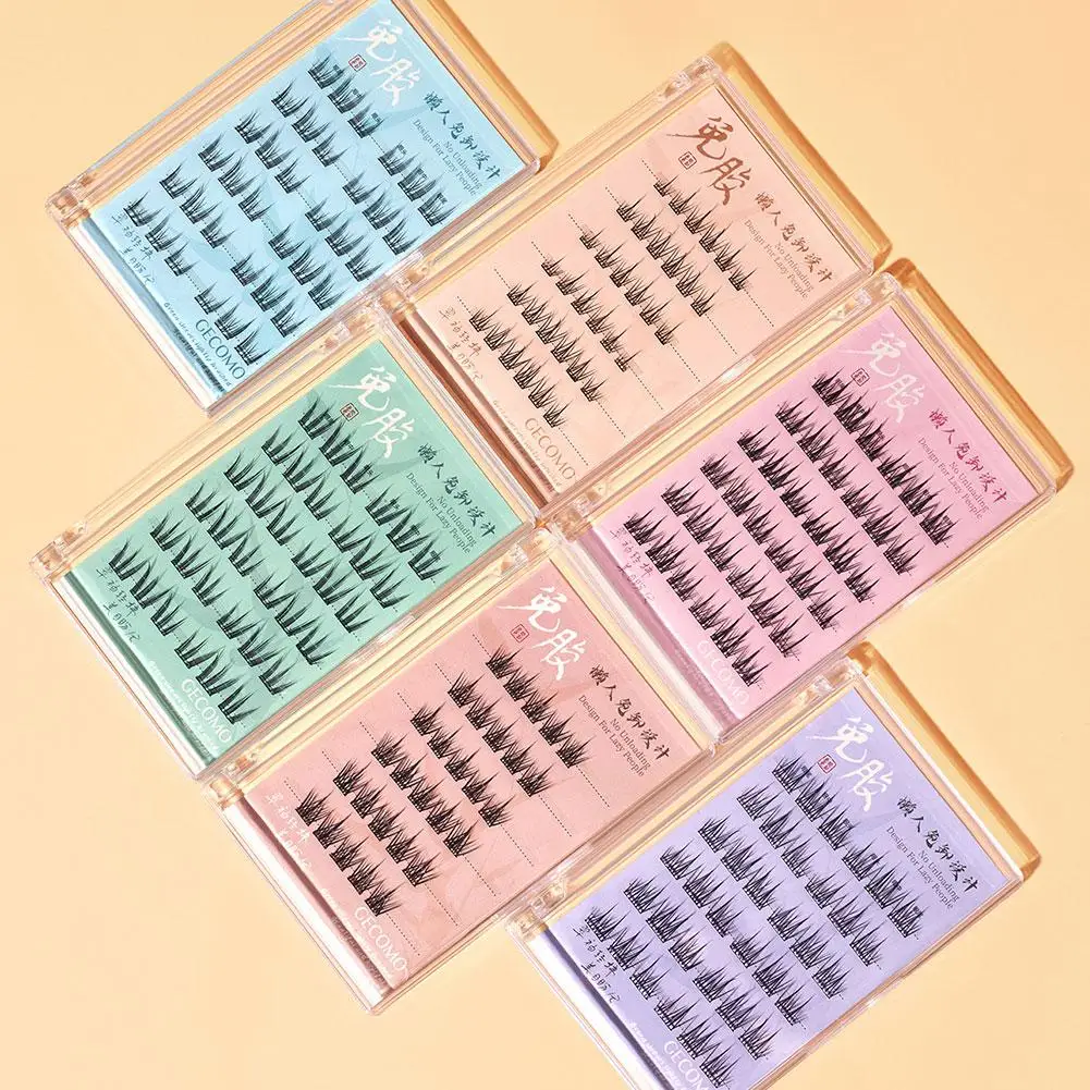 6줄 접착제 필요 없음 자가 접착식 3D 풍성한 인조 속눈썹 재사용 가능 세그먼트형 해바라기 두꺼운 속눈썹 일상용