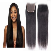 4x4 Straight Lace Closure Human Hair 10-24 Inch Natural Black 100% Brazilian Virgin Hair Transparent  Lace Front Closure