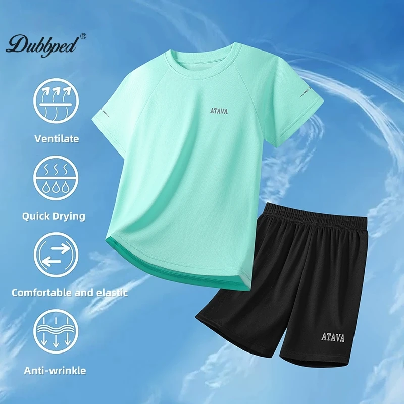 Dupbbped Kids Running Clothes Sets Boys Football Jersey Short Sleeve Children Sports Training Uniforms Soccer Jerseys Set 5-16Y