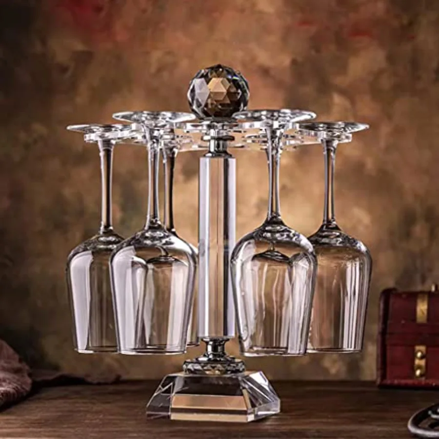 

Mylifestyle Elegant Desktop Crystal Glass Stemware Rack/Rotate 8 Wine Glass Storage Holder Stand Air Drying Rack No included wi