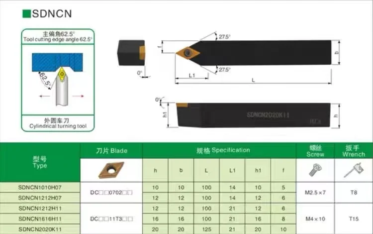 SDNCN1010H07 SDNCN1212H07 SDNCN161H07 Right angle outer turning tool holder for DCMT070204 carbide CNC turning tool