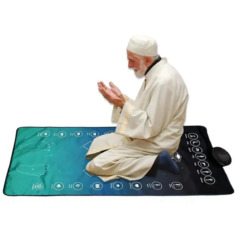 Tapis de culte musulman pour adultes, tapis de Ramadan avec LED, polymères de prière de l'Islam, orientation de la prière, 1 PC