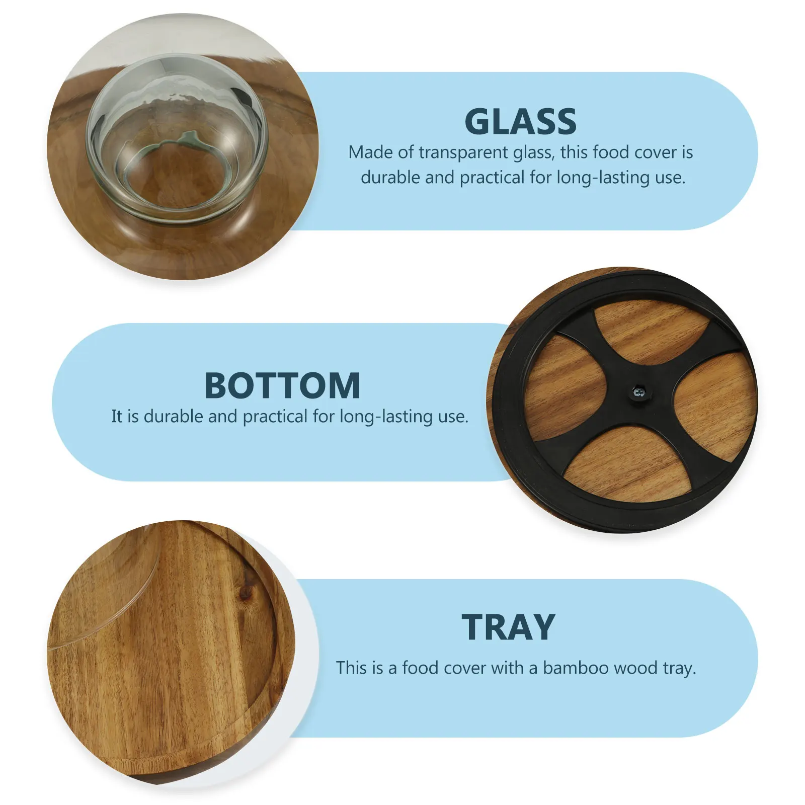 

Glass Cake Display Cover Food Fresh-Keeping Protective Dessert Hood Transparent For Home Restaurant Outdoor Kitchen Use