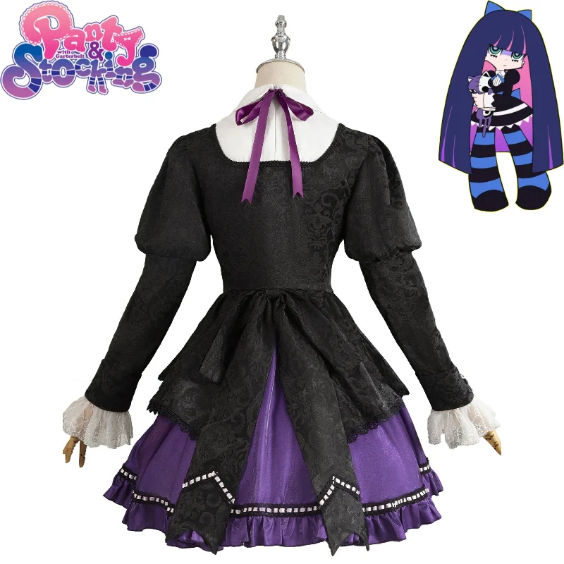 Panty Stocking with Garterbelt Cosplay Costume Stocking Purple Lolita Dress Wig Props Women Halloween Anime Full Outfit view 6