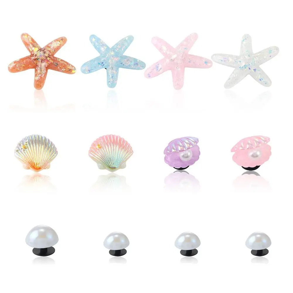 New 12/14/15Pcs DIY Charms for Bogg Bag Accessories Handbag Fashion Colorful Starfish Shell Accessories for Bogg Bag/Beach Bag