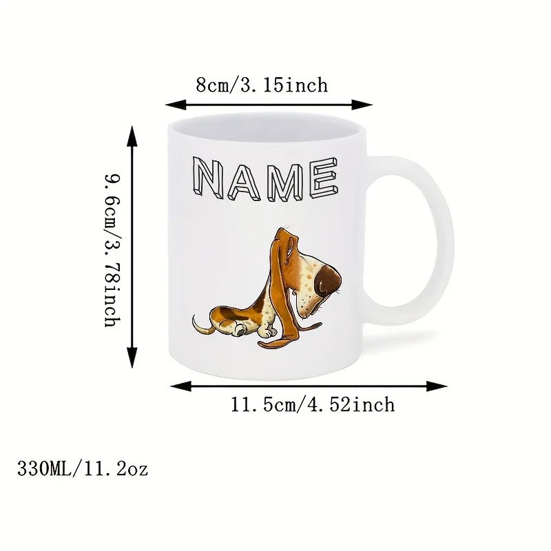 Custom Name Lazy Basset Hound Ceramic Mug DIY Pottery Painting Coffee Cup Funny Cute Pet Style Mug Practical Daily Use Gift Cup