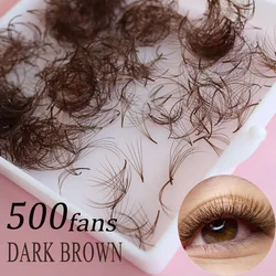 500Fans Dark Brown Color Lash Extensions Premade 5D Thin Root Loose Brown Promade Eyelashes Extensions For Cosplay Women Makeup