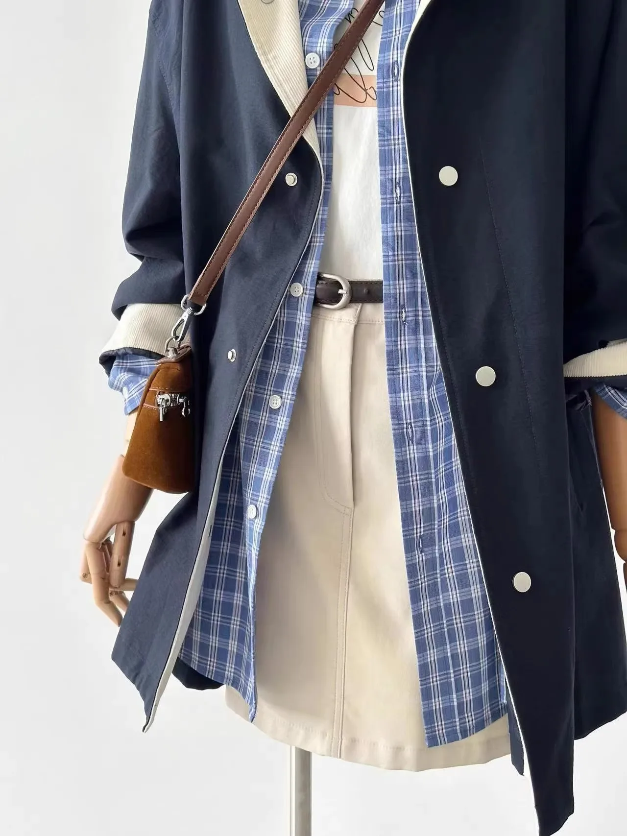 Trenchcoat Kort Windjack Dames 2025, Klein Afneembaar Seizoensmanchet Punk Gothic Effen Rits Trend Ultravioletbestendig Boho Terug