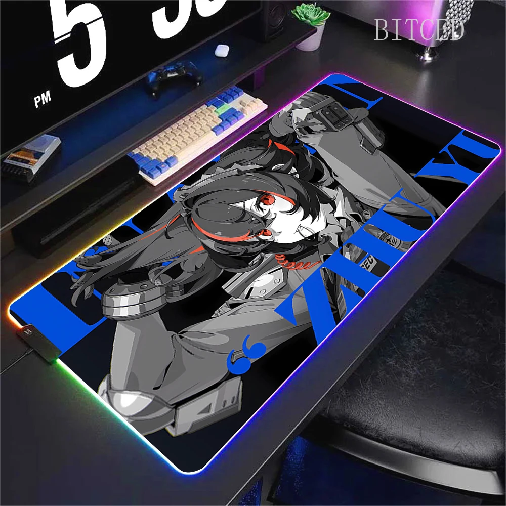 Zenless Zone Zero ZZZ Ben Bigger RGB Mouse Pad Keyboard LED Pc Gamer Glowing Rubber Mausepad Cute Cartoon Gaming Computer Mats