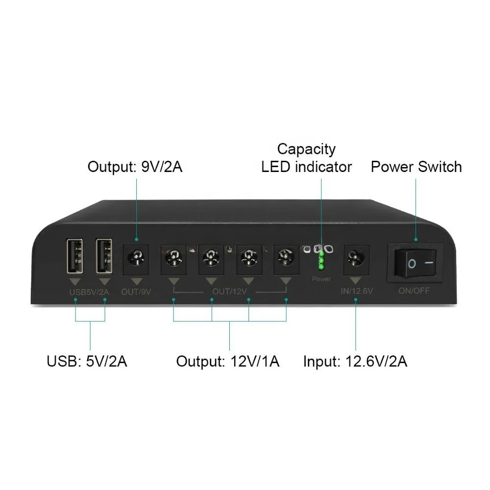 Power Supply for 18650 27000mAh 98Wh Lithium ion Backup Battery SL3400 TalentCell DC 12V/9V/5V Output Mini UPS Uninterrupted