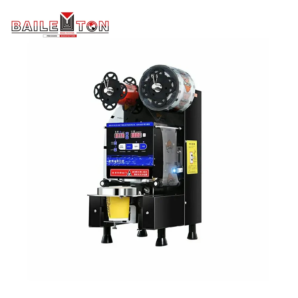 BAILETON Cup Sealer Fully Automatic Paper Milk Te a Coffee Yogurt Juice Boba Bubble T ea Cup Sealing Machine