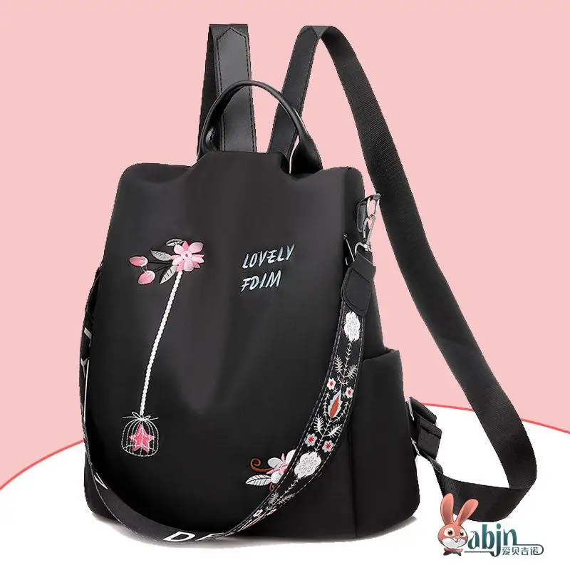 Casual Oxford Cloth Travel Backpack Lightweight Portable Anti-Theft Women's Backpack Ethnic Style Leisure Travel Bag