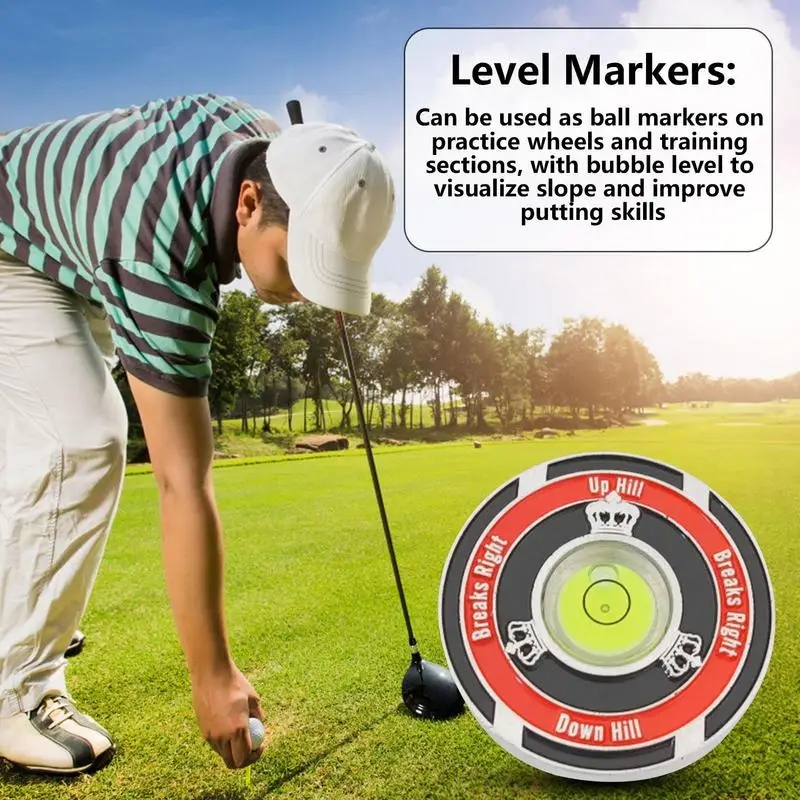 Golf Level Marker Golf Ball Marker With Level Poker Chip Style Bubble Level Golf Accessories For Men Golf Green Reader Pro Putt