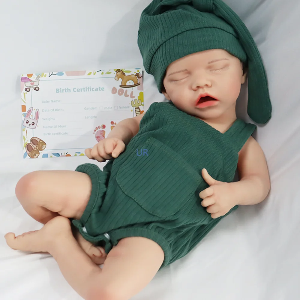 18Inch Full Body Silicone Bebe Reborn Baby Doll Handmade Diy Painted Asleep Newborn Preemy Muñeca For Christmas Halloween Gift