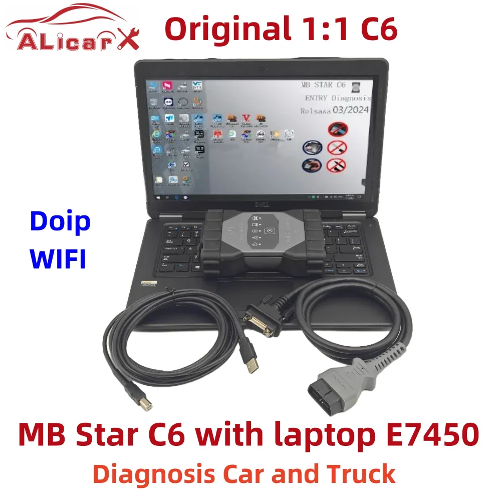 New MB Star C6 support DOIP wifi Multiplexer VCI with V2024.03 SSD software laptop E7450 I5 for Truck car diagnosis tool obd2