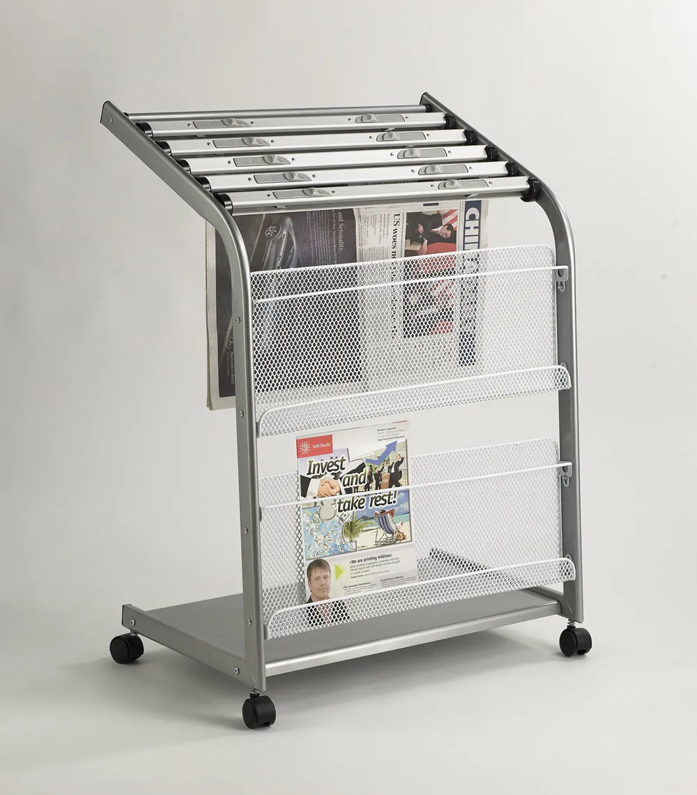 Yinghao 612-333 Newspaper rack Newspaper rack Bookshelf Magazine rack Publicity Aluminum alloy Iron Simple silver multi-layer