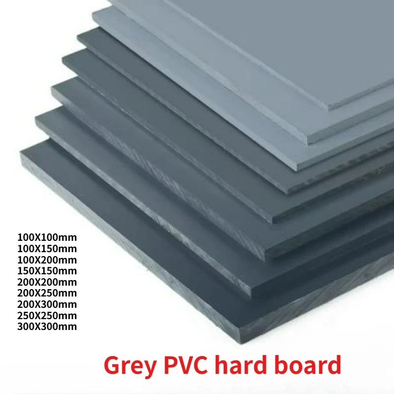 1-5pcs Gray PVC Sheet Thick 3/4/5/6/8/10/12mm Engineering Plastic Board Polyvinyl Chloride Hard Sheet 100X100mm~300X300mm