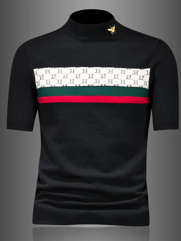 

Men's Knitted ort Sve Wool Sweater f High Collar Embroidered Casual Wear Comfortable Fit mid Autumn Winter New Sle