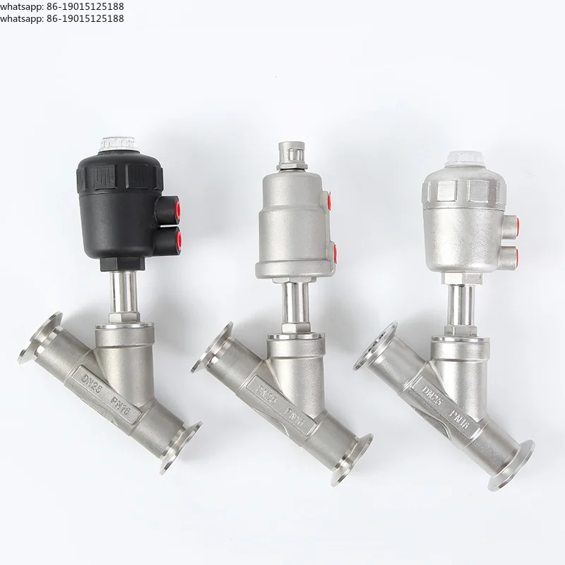 304 Stainless Steel Pneumatic Angle Seat Valve Steam High Temperature Resistant Clamp Globe Valve