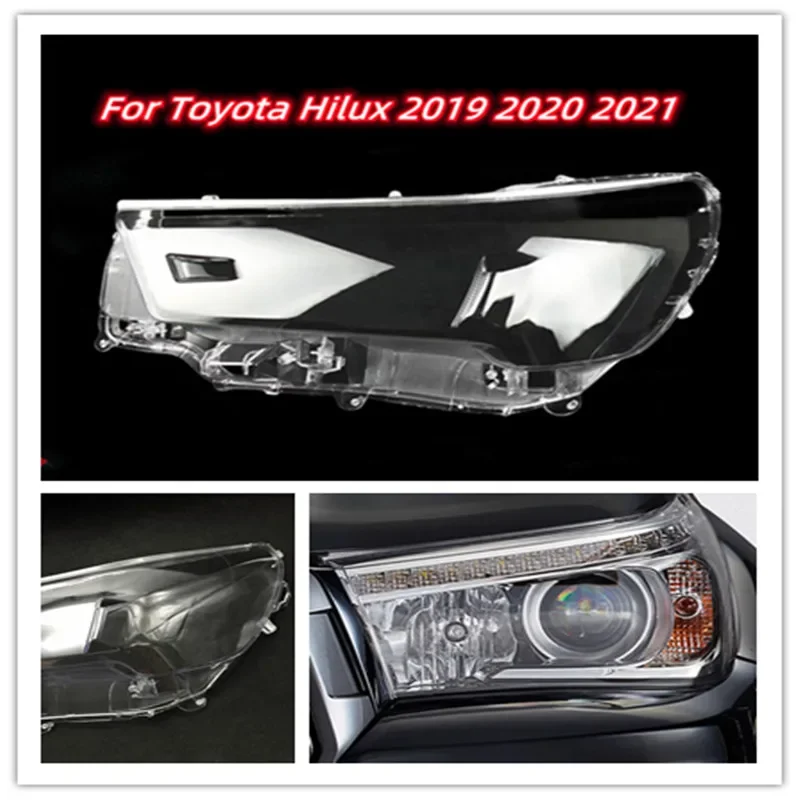 

HTTCY For Toyota Hilux 2019 2020 2021 Front Headlamp Shell Headlight Cover Lampshade Lamp Housing Lights Mask Glass Lens