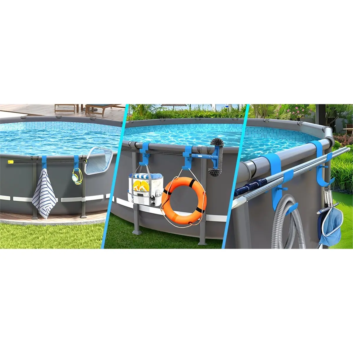 Time Saving Adjustable Above Ground Pool Pole Hanger Pool Pole Hook for Telescopic Poles Skimmers Leaf Rakes